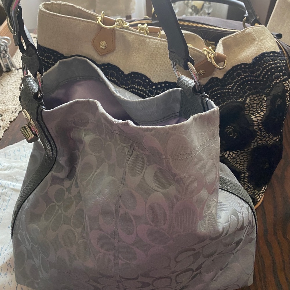 Coach silver/gray handbag